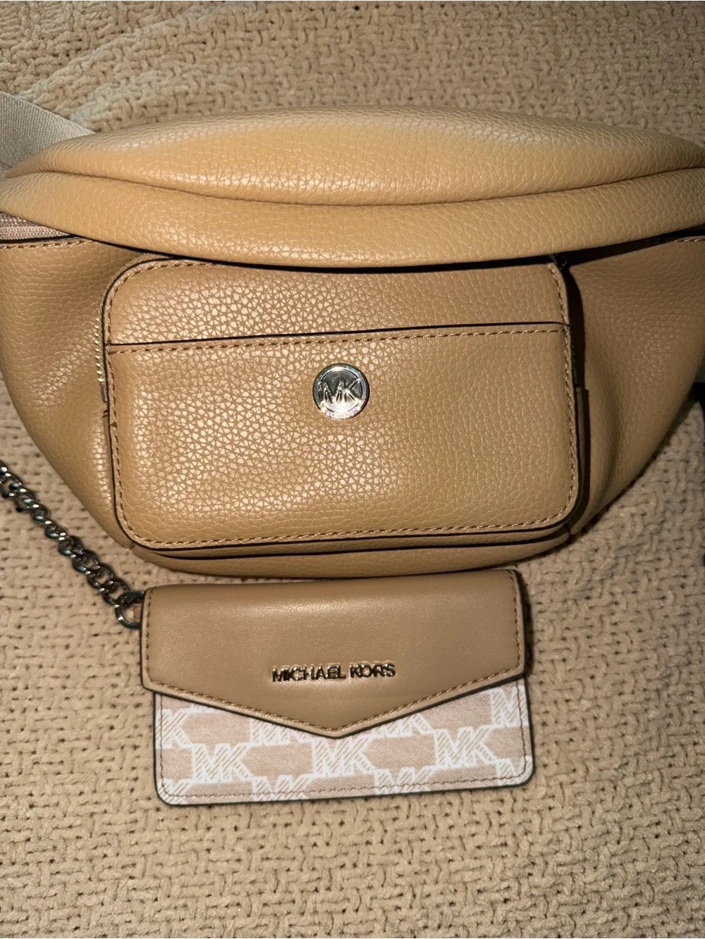 Michael Kors Beige/Tan Pebbled Leather cross body Bag